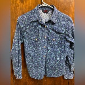 Roper Womens Blue Vintage Paisley Long Sleeve Button Up Shirt Size S